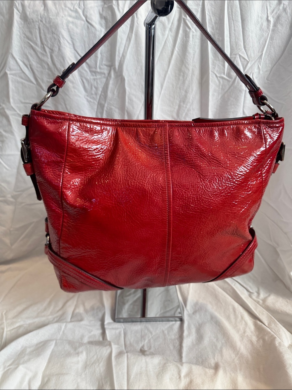 Coach Red Patent Leather Shoulder Hobo - Picture 4 of 9